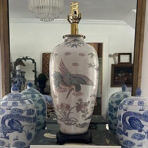 •VINTAGE MIDCENTURY CHINOISERIE GINGER JAR STYLE PALM BEACH CHIC LAMP•